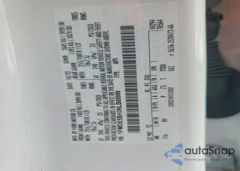 2022 Ford Bronco Base z USA, uszkodzony, nr VIN 1FMDE5BH3NLB88999